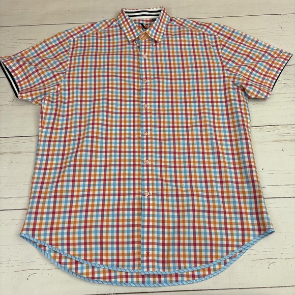 Robert Graham Short Sleeve Shirt Mens XL Gingham Check
